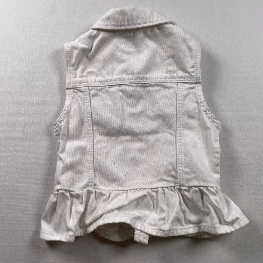 Gap Denim Toddler Girls White Peplum Trucker Vest Size 5 Years Toddler